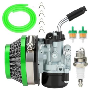 Imagem de YOXUFA Conjunto de carburador para motor de 2 tempos, 80 cc, 100 cc, 49 cc, 50 cc, 66 cc, motorizado, motocicleta, bicicleta, bicicleta a gás, motor chinês, scooter, ciclomotor, peças de bicicleta