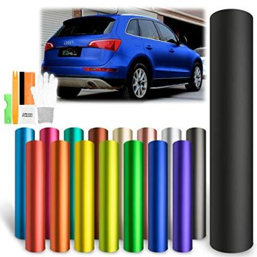 Imagem de EZAUTOWRAP Kit de ferramentas sem cetim cromado carro vinil adesivo decalque folha com liberação de ar livre de bolhas autoadesivo descascar e colarEZAUTOWRAP 12"X60" (1FT X 5FT) laranja EZ-VAR-ALL-SC-ORANGE-12"X60"
