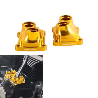 Imagem de POWER JAMES Capa para elevador de motor dourado dourado dianteiro e traseiro serve para Softail Deluxe 2017-2024, Fat Boy, Sport Glide, Street Bob, Breakout, Low Rider ST, Touring e Trike M8 Engine