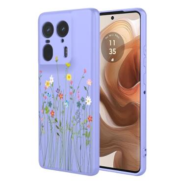 Imagem de HTXWXJC Capa de celular para Moto Edge 50 Ultra, Motorola Edge X50 Ultra XT2401-2, à prova de choque, flexível, amortecedor, TPU, capa macia com estampa floral para Motorola Edge 50 Ultra Purple
