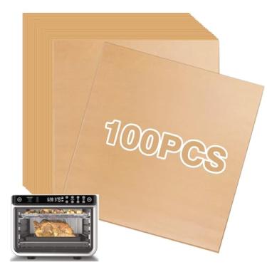 Imagem de Air Fryer Quadrados de papel pergaminho para forno de fritadeira a ar Ninja DT201, 100 peças de forros de forno para fritadeira a ar livre para forno Ninja DT251 Foodi 10 em 1 Smart XL Air Fry