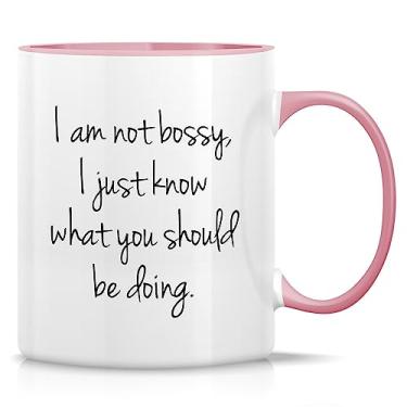 Imagem de Retreez Caneca engraçada - I'm Not Bossy Just Know What You Should Be Doing Canecas de café de cerâmica de 325 ml - Presentes de aniversário engraçados, sarcasmo, motivacionais, inspiradores - Caneca