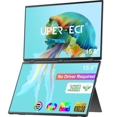Imagem de UPERFECT Delta Monitor portátil duplo de 15,6 polegadas para extensor de tela de laptop 1080p HDR 360° Monitor triplo empilhado dobrável com suporte para laptop, PC, console de jogos e telefone (não é
