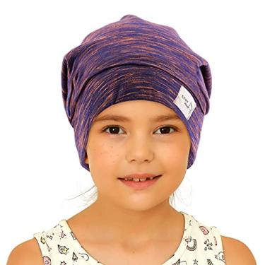Imagem de Sent Hair Touca de dormir infantil com forro de seda de cetim e cetim ajustável para dormir à noite, gorro despojado para bebês, crianças, crianças, adolescentes (roxo)