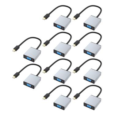 Imagem de Foboiu Pacote com 10 adaptadores Mini DisplayPort para VGA, mini porta de exibição DP para conversor VGA macho para fêmea (compatível com Thunderbolt 2), alumínio, compatível com MacBook Air/Pro