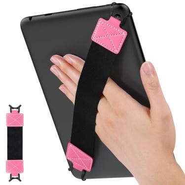 Imagem de MoKo Alça de mão de segurança para tablet de 9 a 11 polegadas, iPad/iPad Pro/iPad Air/Kindle Fire HD/Samsung, alça de mão versátil de alta elasticidade, suporte de dedo leve, cinto preto, vermelho