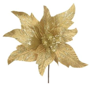 Imagem de Bico Papagaio Aveludado C/glitter Champanhe 35cm Florarte