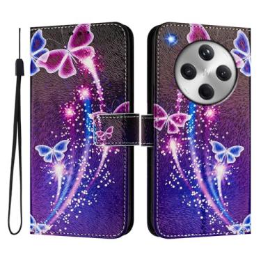 Imagem de Capa carteira para Oppo Find X8 Pro, 3 compartimentos para cartão, 1 compartimento para dinheiro, capa flip de couro PU com padrão fofo, capa com fivela magnética à prova de choque, compatível com sem