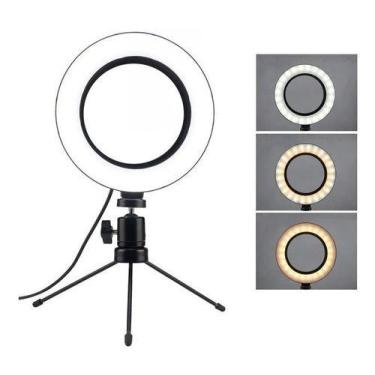 Imagem de Ring Light Led Mesa Iluminador Pequena Tripé 6 Polegada 16cm - oem