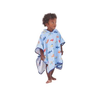 Imagem de Toalha poncho infantil c/ capuz saída praia piscina banho - BABY JOY ,