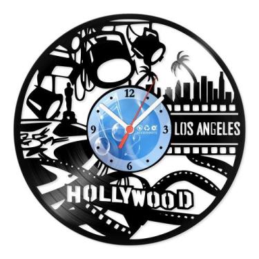 Imagem de Relógio De Parede Disco Vinil Lugares - Hollywood La - VLU-034 - Moder