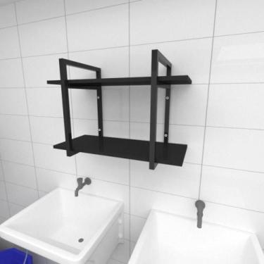 Imagem de Prateleira industrial para lavanderia aço cor preto prateleiras 30 cm 