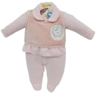 Imagem de Macacão Matelasse Bebe Menina Zafielo Inverno Ref 2065, Rosa chá, P  (