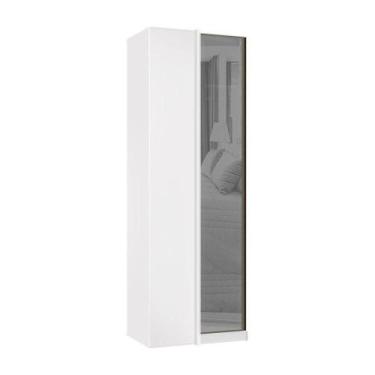 Imagem de Guarda Roupa Modulado Canto 1 Porta 80cm Prata Branco Prata - LUCIANE