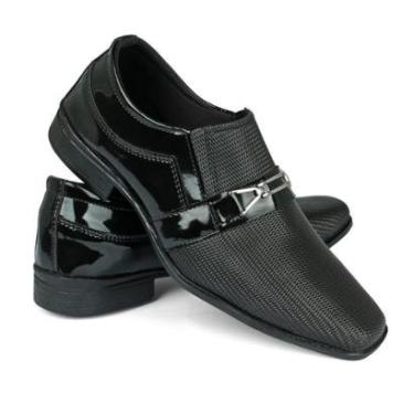 Imagem de Sapato Social Masculino Verniz com Fivela Calce Facil Confortavel Leve Direto da Fabrica-Masculino