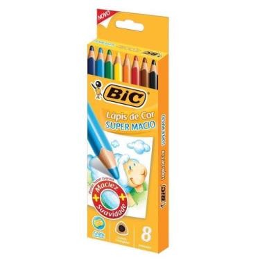 Imagem de Lapis de Cor Triangular Super Macio 8 Cores e Apontador Bic