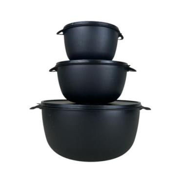 Imagem de Kit 3 Potes Plastico Redondos Bowl Livre Bpa - Casa Bella, Preto