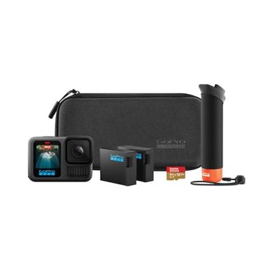 Imagem de GoPro Pacote de acessórios HERO13 preto – Inclui o manipulador, 2 baterias Enduro, 2 suportes adesivos curvos, cartão SanDisk MicroSD de 64 GB e estojo de transporte