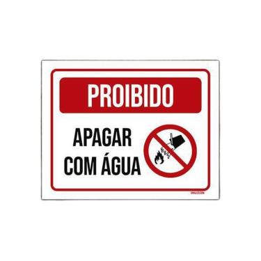 Imagem de Placa De Sinalização - Proibido Apagar Com Água 18X23