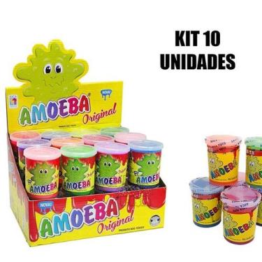 Imagem de Kit 10 Amoebas Massinha Colorida Geleca de Brincar 110g - Asca Toys, Ú