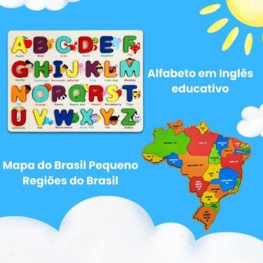 Imagem de Kit Alfabeto ABC Montessori Encaixe e Quebra Cabeça Regiões do Brasil 