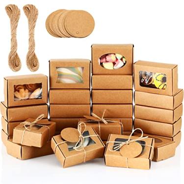 Imagem de Yexiya 60 caixas de sabão caseiro de 9 x 6 x 3 cm, caixa de sabão kraft com janela, mini suprimentos de embalagem de presente para padaria caseira, doces, biscoitos, lembrancinhas de festa (cor raft)