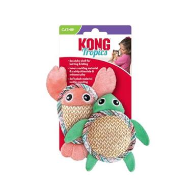 Imagem de KONG Tropics Pals Sea Creatures Pacote com 2 - Material interno com enchimento de erva de gato e rachadura - Brinquedo para gatos