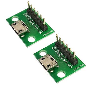 Imagem de WLGQ Teste de conector USB2.0 com adaptador de conector de placa PCB com conector de pino de 2,54 mm (0,1 polegada) (USB 2.0 Micro B fêmea)
