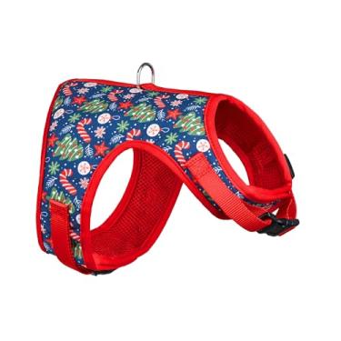 Imagem de Mile High Life Peitoral de velcro para cães, malha de ar, floral para cães e gatos pequenos de 9 kg, fácil de colocar, fechos fáceis de calçar no pescoço e no peito (árvore vermelha, peito M 45,7 a