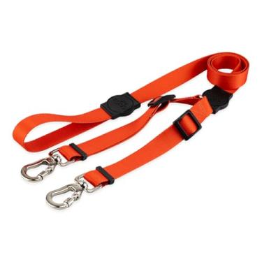 Imagem de Mood Pet Coleira Guia Dupla Para Cães Cachorro Adestramento Passeio Porte Grande Médio Pequeno (Red, G)