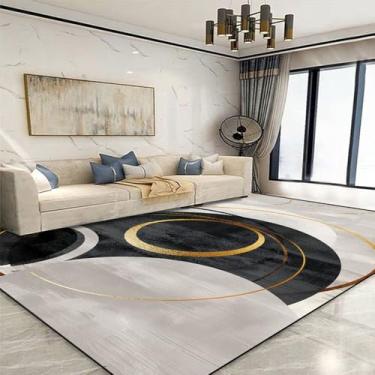 Imagem de Tapete geométrico dourado para sala de estar, decoração de área grande, tapetes para casa, para quarto, sofá macio, JH020, flanela, 3.200 x 300 cm, 78,7 x 118 pol.