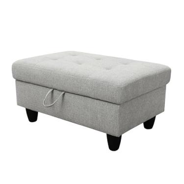 Imagem de Uneeruiqy Armazenamento de flanela esbranquiçada, otomano, sala de estar, sofá, para casa, escritório, quarto, sala de estar, sofá com capacidade de carga, sofá pequeno