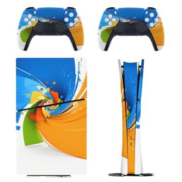 Imagem de Skin for PS5 Slim Digital Edition, capa adesiva para console e controle PlayStation 5, película protetora removível fácil de envolver acessórios de jogo decalque capa completa - padrão minimalista
