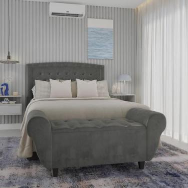 Imagem de Cabeceira Para Cama Queen Estofada Veneza Com Pés e Bau Recamie 160cm 
