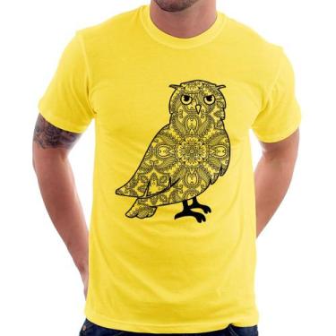 Imagem de Camiseta Coruja Mandala - Foca na Moda, Amarelo, GGG