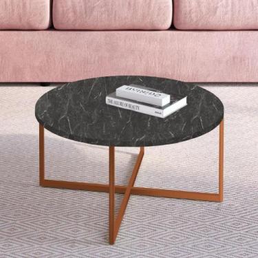 Imagem de Mesa de Centro Industrial Redonda 70cm - Marquina/Cobre - ARTESANO MOV