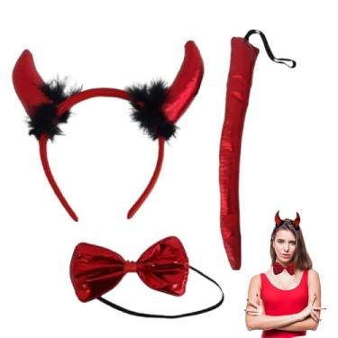 Imagem de Fantasia Diabinha Carnaval Halloween Vermelha Adulta c/3 pçs