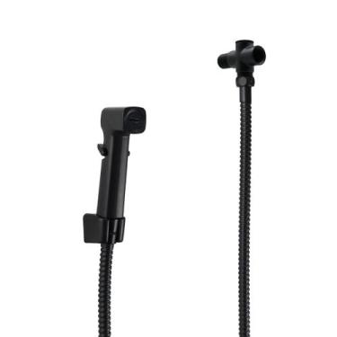 Imagem de Chuveirinho de Mão Preto Fosco em ABS com Trava Mangueira 180 cm e Des