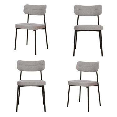 Imagem de Kit com 4 Cadeiras para Sala de Jantar Mona Yescasa Cinza Claro Corriente