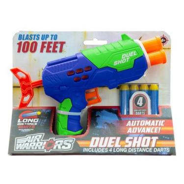 Imagem de X-Target Duel Shot com 4 Dardos Azul Alcance de 25m Compatível com Dar