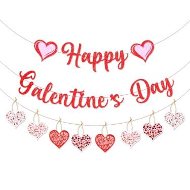 Imagem de DONCIDAY Feliz Dia Dos Namorados Banner Vermelho Glittery Papel Decorações Feltro Guirlanda Coração Foto Adereços Para Decoração De Festa Em Casa