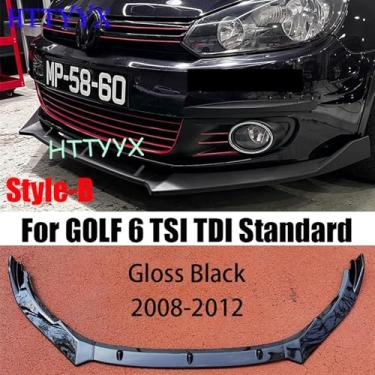 Imagem de Compatível para Golf 6 MK6 Compatível para TSI TDI Standard 2008 2009 2010 2012 Maxton Style Car Frente Bumper Splitter Lip Difusor Body Kit Spoiler Guard(Gloss Black A)