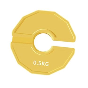 Imagem de menolana Placa de peso fracionário de borracha Altere a placa de peso 0,25/0,5/0,75/1 kg pesos de halteres para o treino em casa e academia iniciantes, Amarelo, 0.5kg
