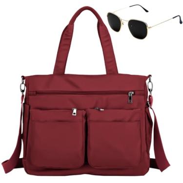 Imagem de Kit Bolsa Feminina Grande Multiuso Transversal + Óculos De Sol Hexagonal (Vermelho)