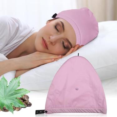 Imagem de ZINGTERRA Embalagem de óleo de rícino para cabeça, envoltório de rícino reutilizável algodão orgânico para mulheres dormindo, kit de pacote de óleo de rícino para cabelos ralos, calvícios, secos e
