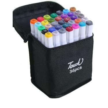 Imagem de Caneta Marcador 24 Cores Ponta Dupla Estudante Artista Profissional Conjunto Aquarela Tinta Arte Criança