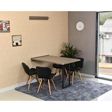 Imagem de Conjunto de Mesa Dobrável Retrátil 120 x 75 Volpi + 4 Cadeiras Slim - Preta