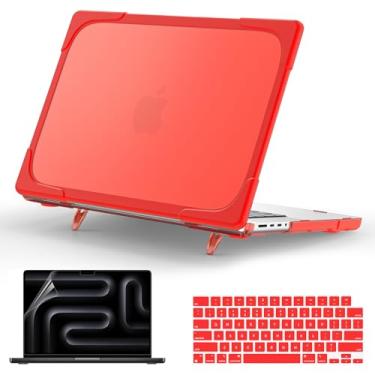 Imagem de Teryeefi Capa para MacBook Pro de 14 polegadas 2025 2024 2023 2021 M4 M3 M2 M1 Chip A3112 A3185 A3401 A2918 A2992 A2779 A2442, capa rígida de TPU resistente com suporte Capa de teclado e tipo C,
