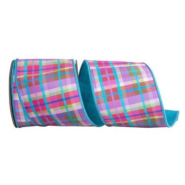 Imagem de Reliant Ribbon Fita de borda com fio xadrez brilhante de luxo turquesa