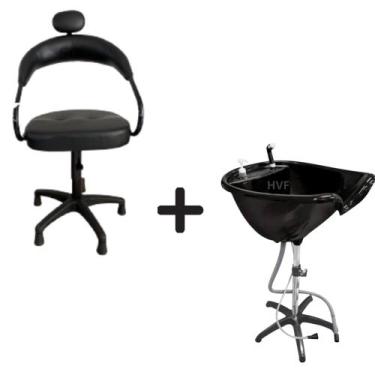 Imagem de kit salão cadeira futurama almofadada + lavatório portátil - HENVIFER